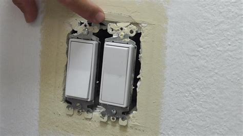 drywall electrical box patches|repair drywall over electrical outlet.